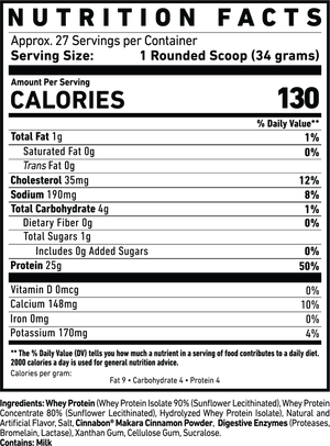Nutrition label and ingredients — Cinnabon