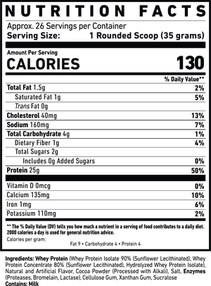 Nutrition label and ingredients — Milk Chocolate