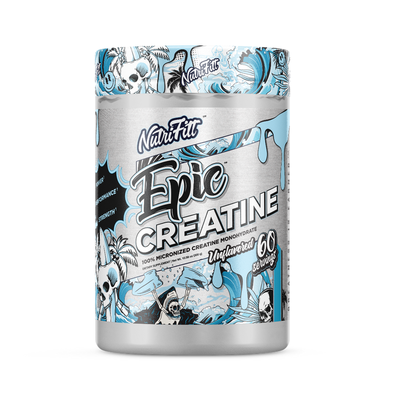 NutriFitt Epic Creatine, 300 g, unflavored, front of 60-serving tub